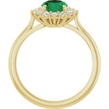 14K Yellow Gold Lab-Grown Emerald & 1/3 CTW Lab-Grown Diamond Ring
