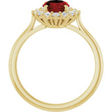 14K Yellow Gold Natural Mozambique Garnet & 1/3 CTW Lab-Grown Diamond Ring