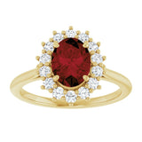 14K Yellow Gold Natural Mozambique Garnet & 1/3 CTW Lab-Grown Diamond Ring
