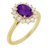 14K Yellow Gold Natural Amethyst & 1/3 CTW Lab-Grown Diamond Ring