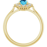 14K Yellow Gold Natural Aquqmarine  & 1/3 CTW Lab-Grown Diamond Ring