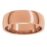 14K Rose Gold 6 mm Lightweight Comfort-Fit Half Round Band Size 8.5