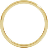 14K Yellow Gold 2 mm Lightweight Comfort-Fit Half Round Band Size 7