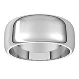 14K White Gold 8 mm Half Round Band Size 8
