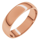 10K Rose Gold 5 mm Lightweight Half Round Band Size 12