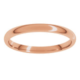 14K Rose Gold 2 mm Lightweight Comfort-Fit Half Round Band Size 8