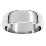 14K White Gold 6 mm Lightweight Half Round Band Size 9.5