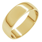 10K Yellow Gold 6 mm Lightweight Half Round Band Size 9.5