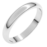 14K White Gold 3 mm Half Round Band Size 11.5