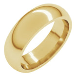 18K Yellow Gold 6 mm Comfort-Fit Half Round Band Size 10.5