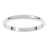 Platinum 2 mm Half Round Band Size 4