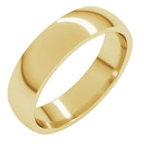 14K Yellow Gold 5 mm Lightweight Comfort-Fit Half Round Band Size 4.5