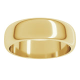 10K Yellow Gold 6 mm Half Round Band Size 9.5