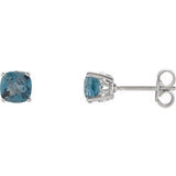 Sterling Silver Natural London Blue Topaz Scroll Setting® Earrings
