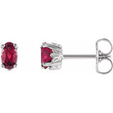14K White Gold Natural Mozambique Garnet Scroll Setting® Stud Earrings