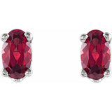 14K White Gold Natural Mozambique Garnet Scroll Setting® Stud Earrings