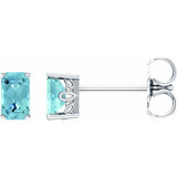 14K White Gold Natural Aquamarine Scroll Setting® Earrings