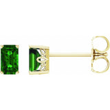 14K Yellow Gold Lab-Grown Emerald Scroll Setting® Earrings