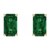14K Yellow Gold Lab-Grown Emerald Scroll Setting® Earrings