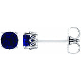 14K White Gold Lab-Grown Blue Sapphire Scroll Setting® Earrings