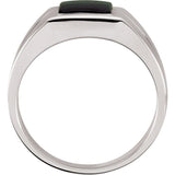 14K White Gold Natural Black Onyx Ring