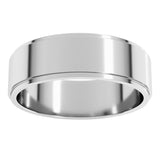 14K White Gold 6 mm Stepped-Edge Flat Band Size 10.5