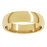 14K Yellow Gold 5 mm Lightweight Comfort-Fit Half Round Band Size 9.5