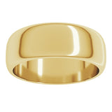 14K Yellow Gold 7 mm Half Round Band Size 9.5
