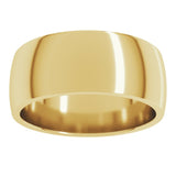 14K Yellow Gold 8 mm Lightweight Comfort-Fit Half Round Band Size 11