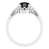 14K White Gold Natural Black Onyx Scroll Setting® Ring