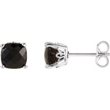 14K White Gold Natural Black Onyx Scroll Setting® Earrings