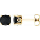 14K Yellow Gold Natural Black Onyx Scroll Setting® Earrings