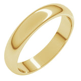14K Yellow Gold 4 mm Half Round Band Size 11