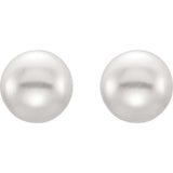 Sterling Silver 6-7 mm Cultured Black Freshwater Button Pearl Earrings