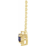 14K Yellow Gold Lab-Grown Blue Sapphire & .04 CTW Natural Diamond Halo-Style 18" Necklace