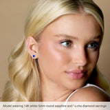 14K White Gold 4 mm Natural Pink Sapphire & 1/10 CTW Natural Diamond Earrings
