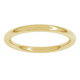 14K Yellow Gold 2 mm Comfort-Fit Full Round Band Size 10