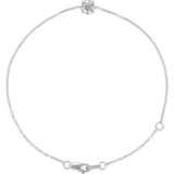 14K White Gold Natural White Sapphire  6 1/2-7-1/2" Bracelet