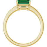14K Yellow Gold Lab-Grown Emerald Solitaire Solitaire Ring