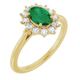14K Yellow Gold Lab-Grown Emerald & 1/3 CTW Lab-Grown Diamond Ring