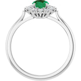 Sterling Silver Lab-Grown Emerald & 1/3 CTW Lab-Grown Diamond Ring