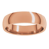 14K Rose Gold 5 mm Lightweight Comfort-Fit Half Round Band Size 8