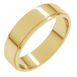 14K Yellow Gold 5 mm Stepped-Edge Flat Band Size 9.5