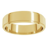 14K Yellow Gold 5 mm Stepped-Edge Flat Band Size 9.5