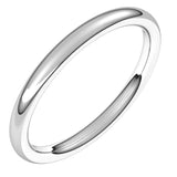14K X1 White Gold 2 mm Comfort-Fit European-Style Band Size 6