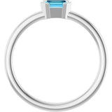 Sterling Silver Natural Aquamarine Family Stackable Ring