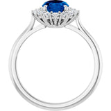 Sterling Silver Lab-Grown Blue Sapphire & 1/3 CTW Lab-Grown Diamond Ring