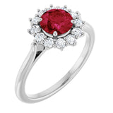 14K White Gold Lab-Grown Ruby  & 1/3 CTW Lab-Grown Diamond Ring