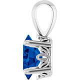 Sterling Silver Lab-Grown Blue Sapphire Pendant