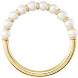 14K Yellow Gold Vermeil Cultured White Freshwater Pearl Ring